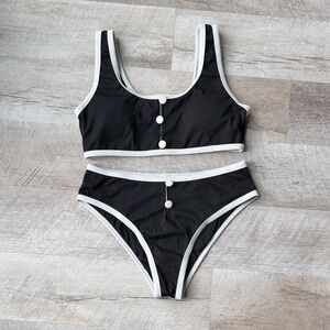 Commense retro Black and White Bikini Set